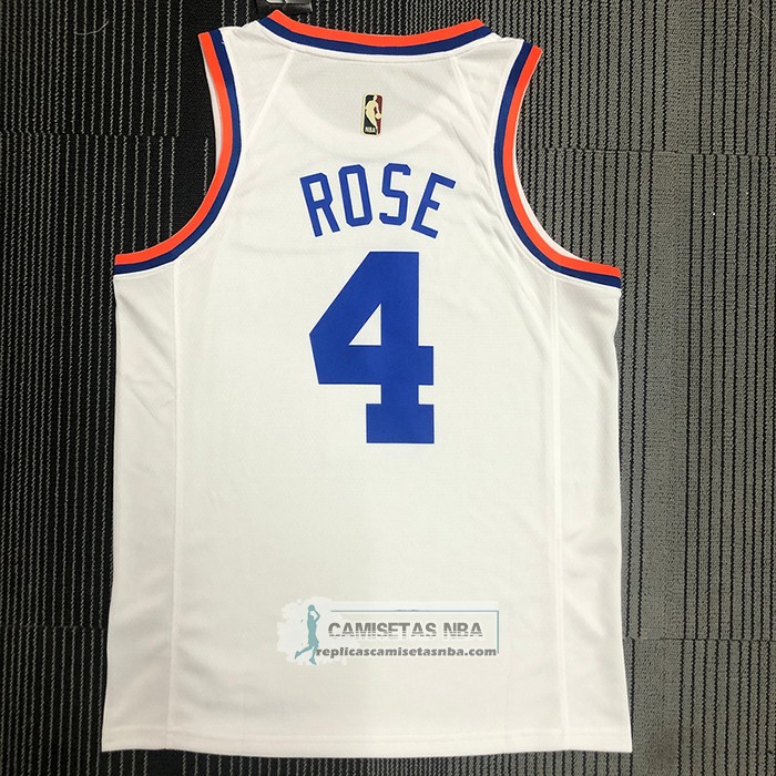 Camiseta New York Knicks Derrick Rose NO 4 75th Anniversary Blanco